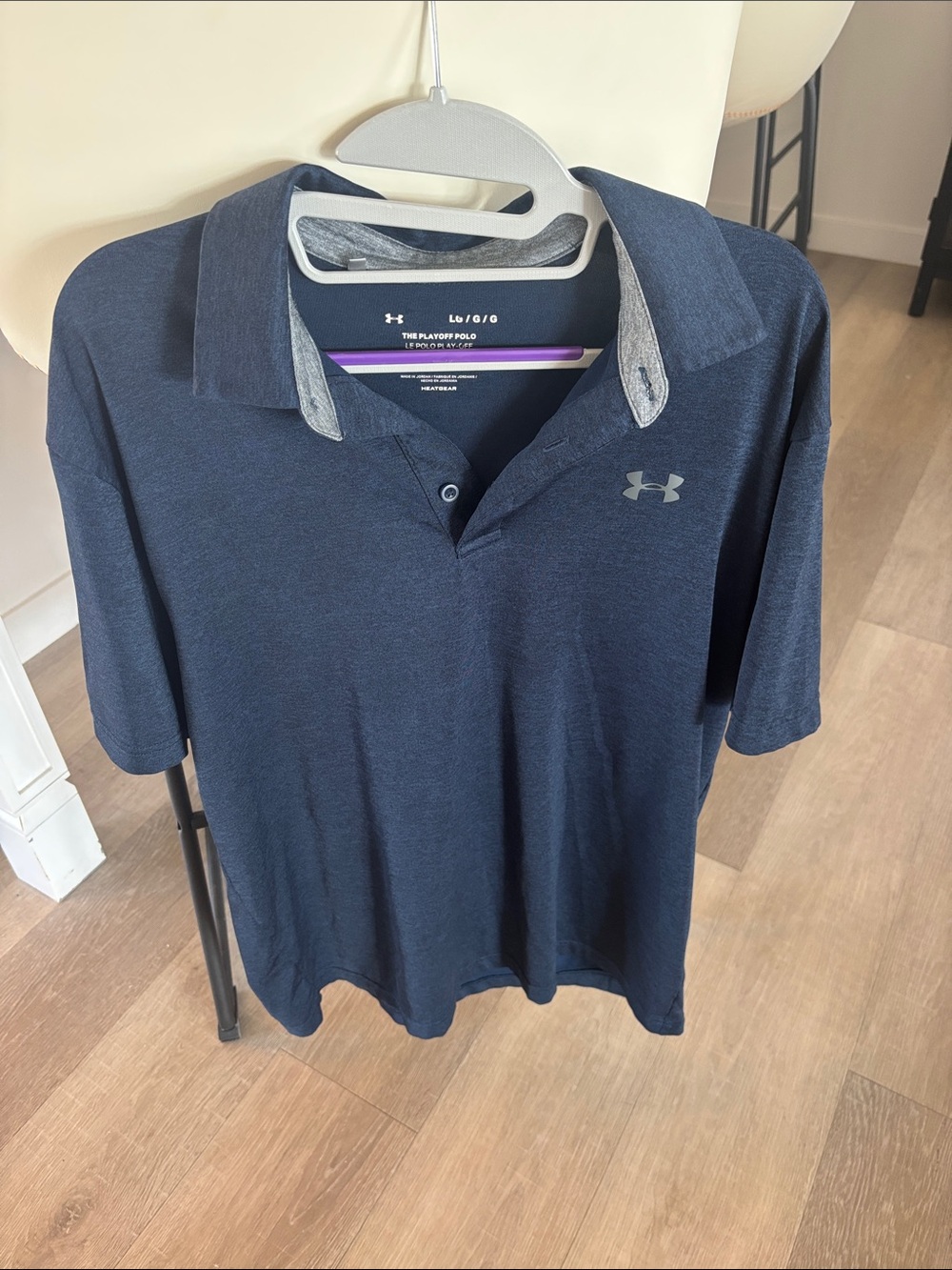 Under Armour Men's Dark Navy Polo with Gray Trim